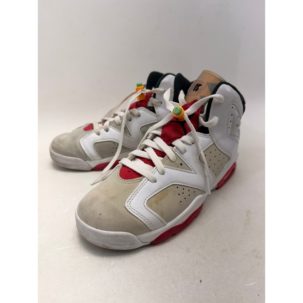 Jordan 6 Retro Hare Neutral Grey White True Red 384665-062 Mens 7Y Womens 8.5